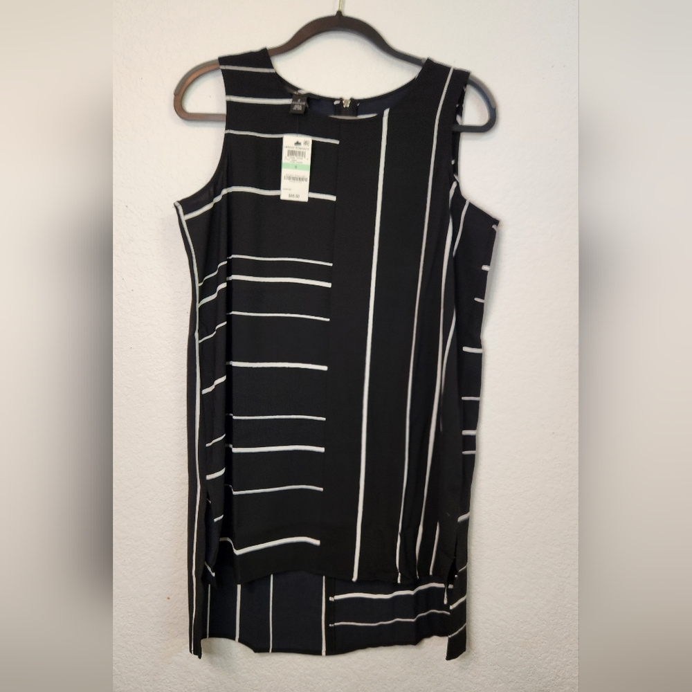 Alfani Black and White Asymmetrical Striped Dress, Size 8‎